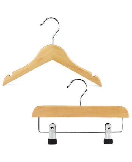 the-hanger-store-baby-kids-wooden-coat-hangers-tops-and-clips-skirt-hangers