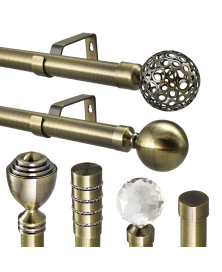 Extendable Curtain Pole Rod 19mm Antique Brass Metal Eyelet Or Rings & Fittings
