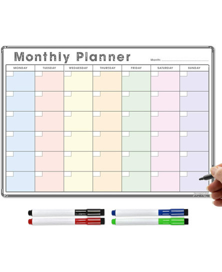 A3 Fridge Calendar, Magnetic Monthly Planner Whiteboard Dry Wipe Meal Planner 