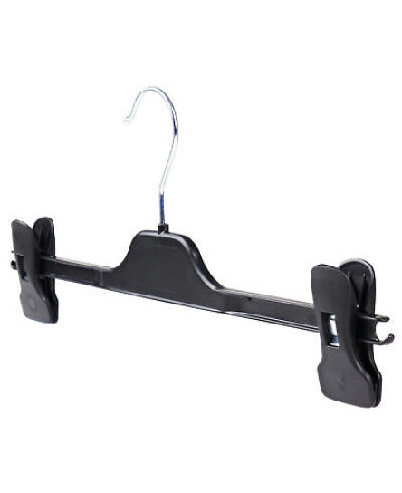 The Hanger Store™ Strong Black Plastic Clip Coat Hangers for Trousers & Skirts