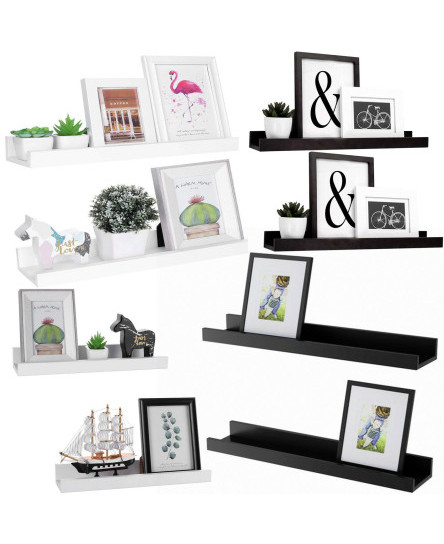 Set of 2 Floating Wall Shelves Picture Ledge Display Rack Book Hanging Shelf