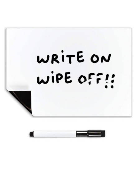 A4 Magnetic Whiteboard for Fridge + Dry Wipe Pen, Memo Board Magnet White Board